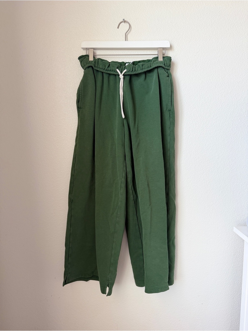 Urban outfitters fold over wide leg sweat pants green